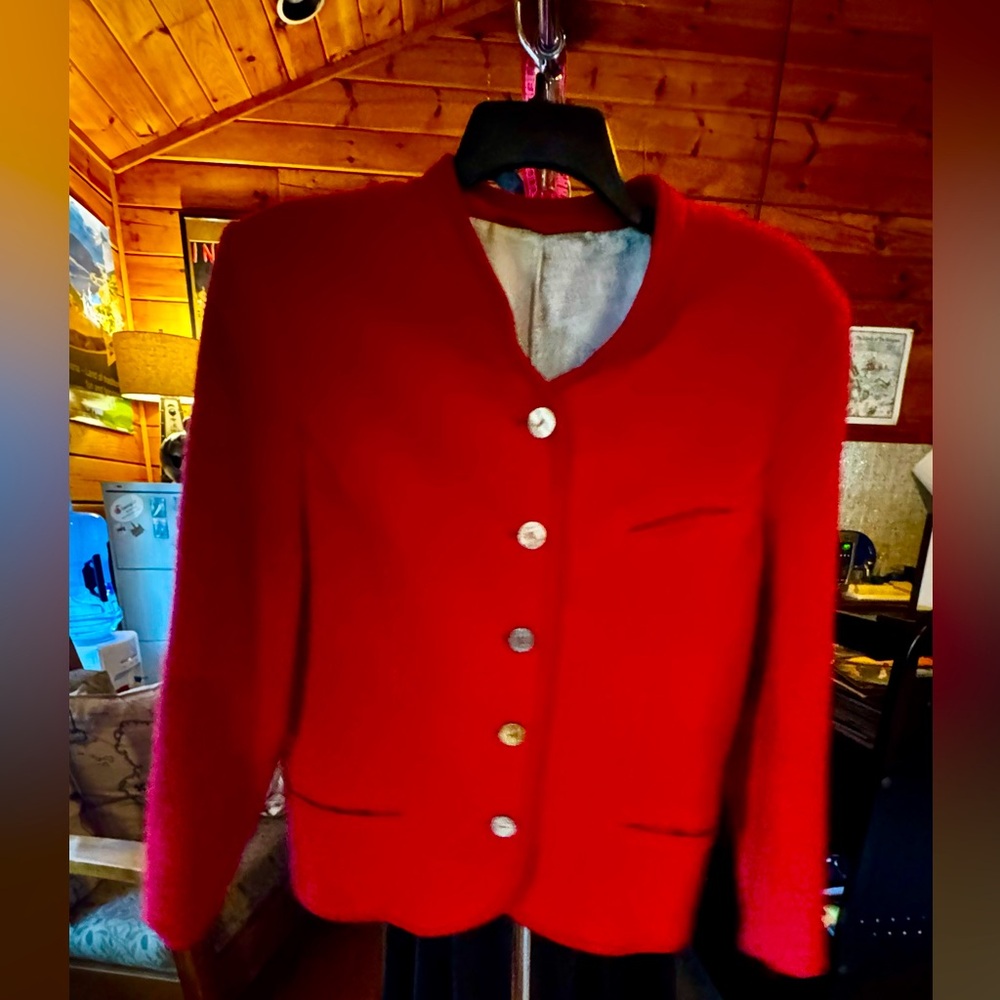 Lodenfrey 42 large 12 wool jacket red trachten vth Oktoberfest Dirndl jacket